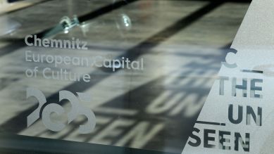 "C The Unseen" – Motto der Kulturhauptstadt Chemnitz; © picture alliance/dpa/Hendrik Schmidt