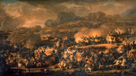 Völkerschlacht bei Leipzig, Gemälde von Wladimir Iwanowitsch Moschkow, 1815, Öl auf Leinwand, 124,5 × 237 cm. St. Petersburg; © picture alliance/akg-images