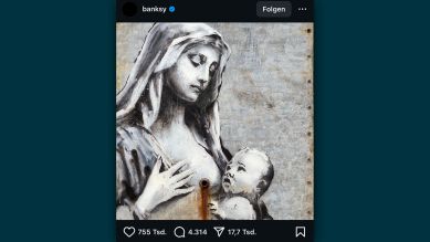 Neues Graffiti von Banksy – Madonna mit Kind; Bild via Instagram