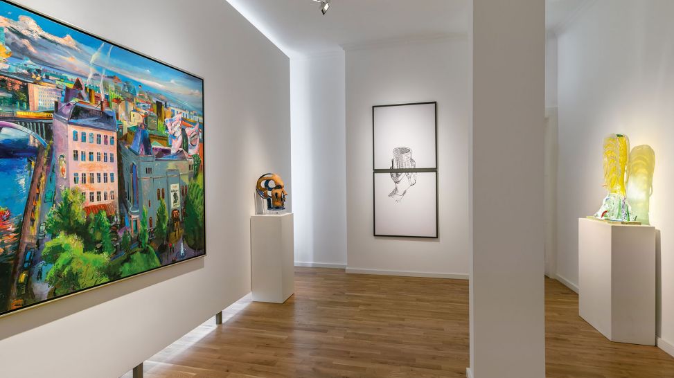 Ausstellungsansicht: "MENSCH BERLIN", Stiftung Kunstforum Berliner Volksbank © VG Bild-Kunst, Bonn 2025 (Via Lewandowsky, Gerd Sonntag, Ulla Walter), © Roland Nicolaus